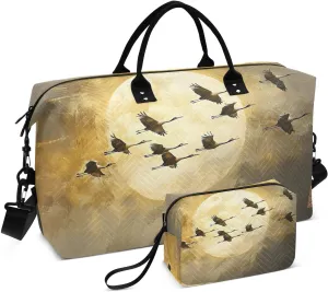 Duffel Bag for Traveling, Crane Fly Moon Retro Travel Bag Gym Bag, with Multiple Interior Pockets Shoulder Weekender Bag for Women Men with Toiletry Bag 20.5L x 1.9W x 13.8H