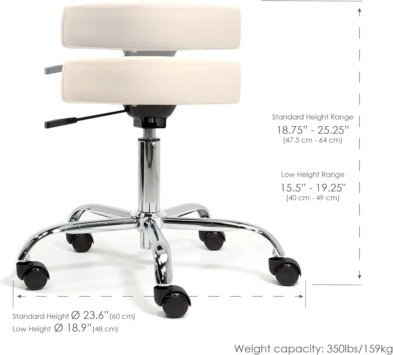 EARTHLITE Pneumatic Massage Salon Drafting Stool - No Leaking (vs. Hydraulic), Adjustable, Rolling, CFC-Free / Medical Spa Facial Chair