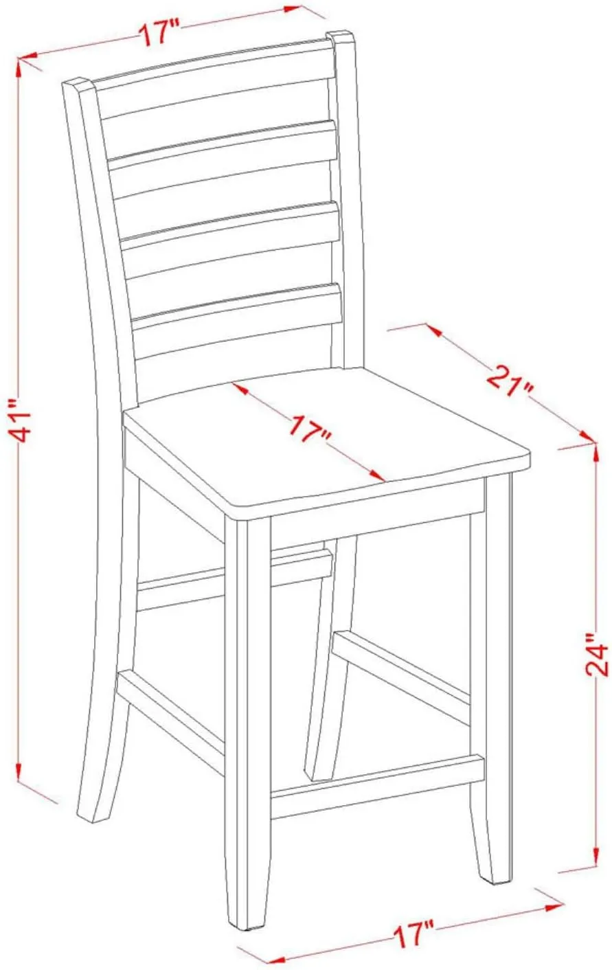 East West Furniture FAS-BLK-W Fairwind Counter Height Barstools - Ladder Back Wood Seat Chairs, Set of 2, Black & Cherry