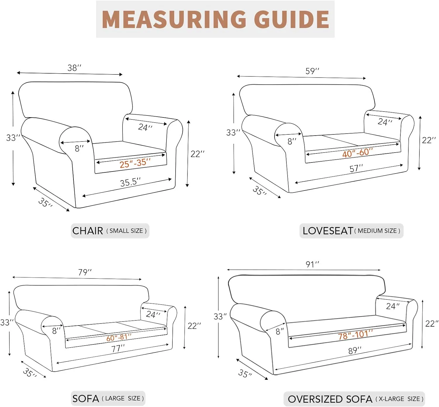 Easy-Going 100% Waterproof Couch Cover, Dual Sofa Stretch Jacquard Slipcover, Leakproof Furniture Protector for Kids, Pets, Dog and Cat (Sofa, Dark Gray)