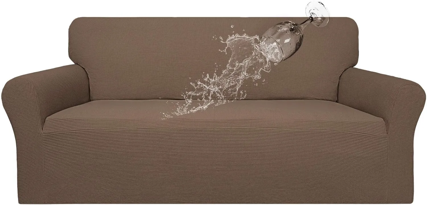 Easy-Going 100% Waterproof Couch Cover, Dual Waterproof Sofa Cover, Stretch Jacquard Sofa Slipcover, Leakproof Furniture Protector for Kids, Pets, Dog and Cat (Sofa, Brown)