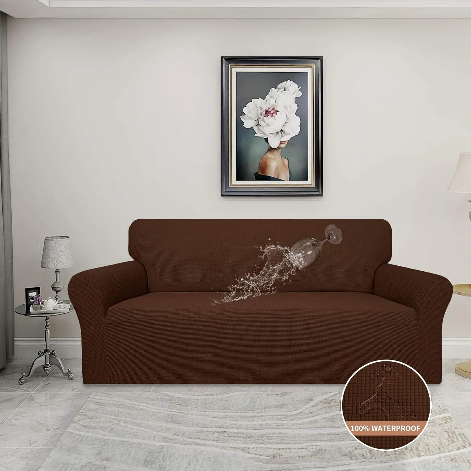 Easy-Going 100% Waterproof Couch Cover, Dual Waterproof Sofa Cover, Stretch Jacquard Sofa Slipcover, Leakproof Furniture Protector for Kids, Pets, Dog and Cat (Sofa, Coffee)