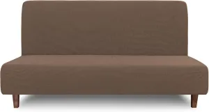 Easy-Going 100% Waterproof Futon Cover, Dual Waterproof Couch Cover, Stretch Jacquard Armless Sofa Cover, Leakproof Furniture Protector for Kids, Pets, Dog and Cat (Brown)
