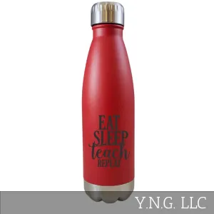 Eat Sleep Teach Repeat Teacher Theme Red 17oz Water Bottle LA5111