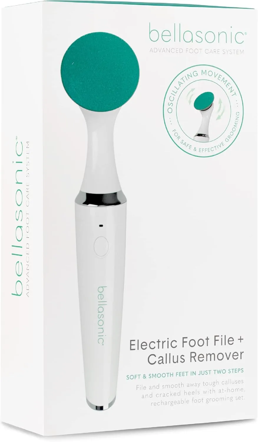 Electric Foot File   Callus Remover with Unique Oscillating Head – File & Smooth Dry, Hardened & Cracked Skin on Heels & Toes – Salon Quality Pedicure at Home w/Portable, Rechargeable Set