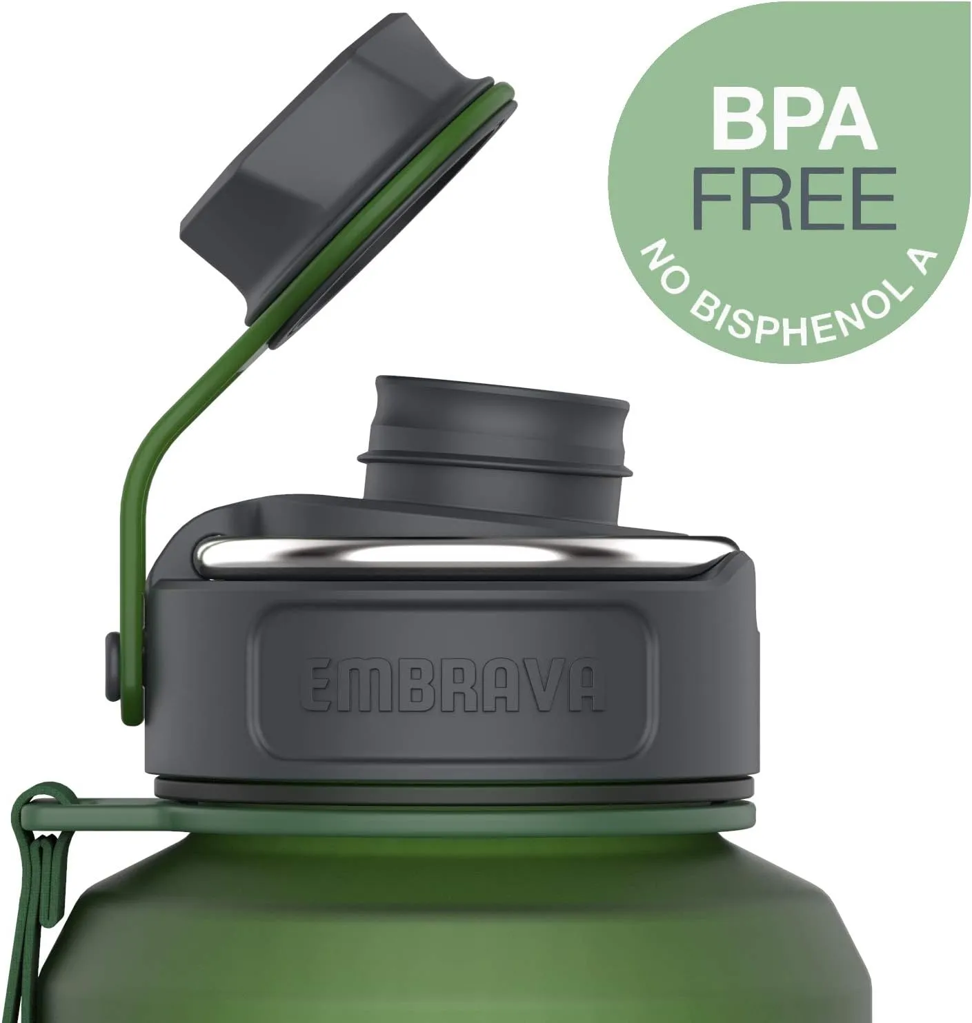 Embrava 40oz Water Bottle - Large with Travel Carry Ring - Wide Leak Proof Drink Spout - Heavy-Duty, BPA & BPS Free Tritan Plastic - Best for Sports, Hiking, Gym, Men & Women