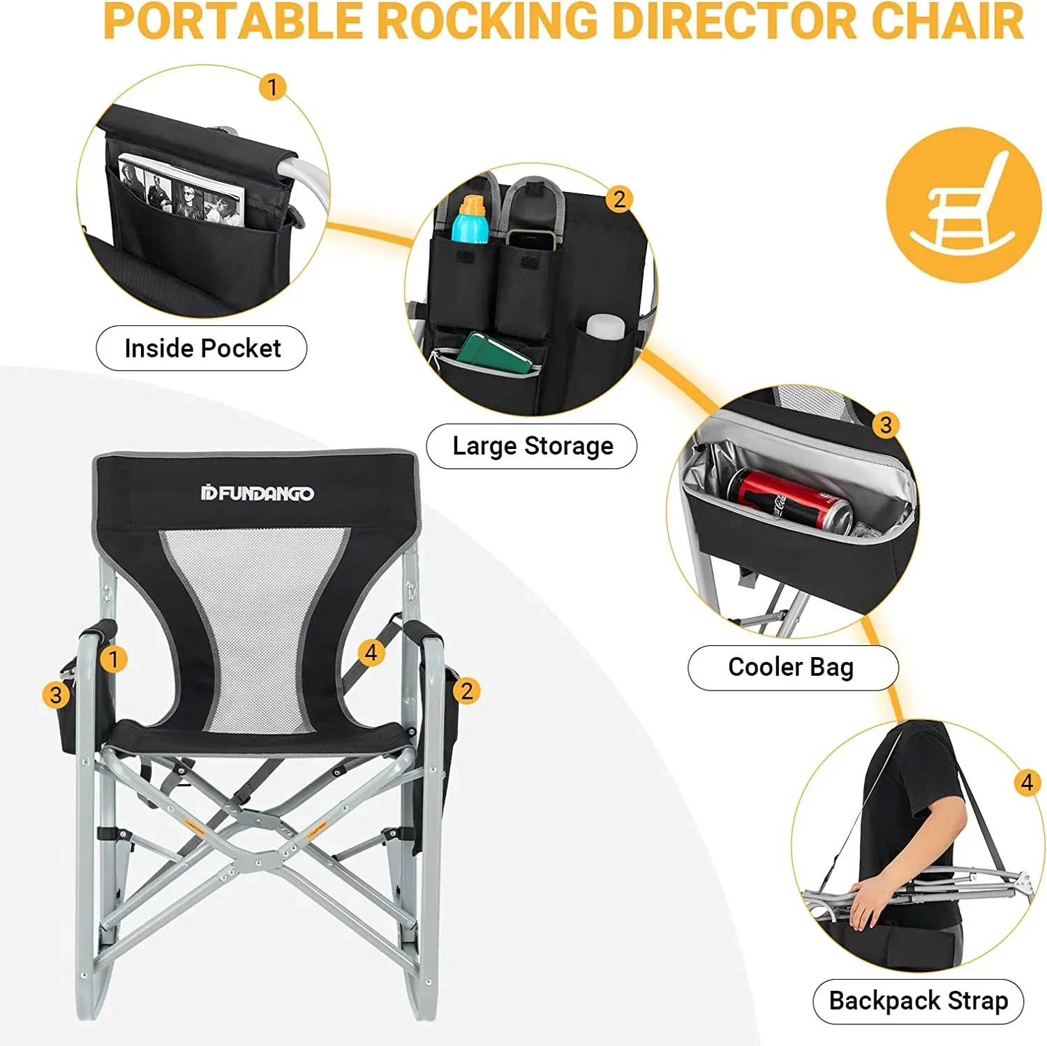 Emergency Camp Chair - 300lb Capacity Folding Emergency Observation Seat