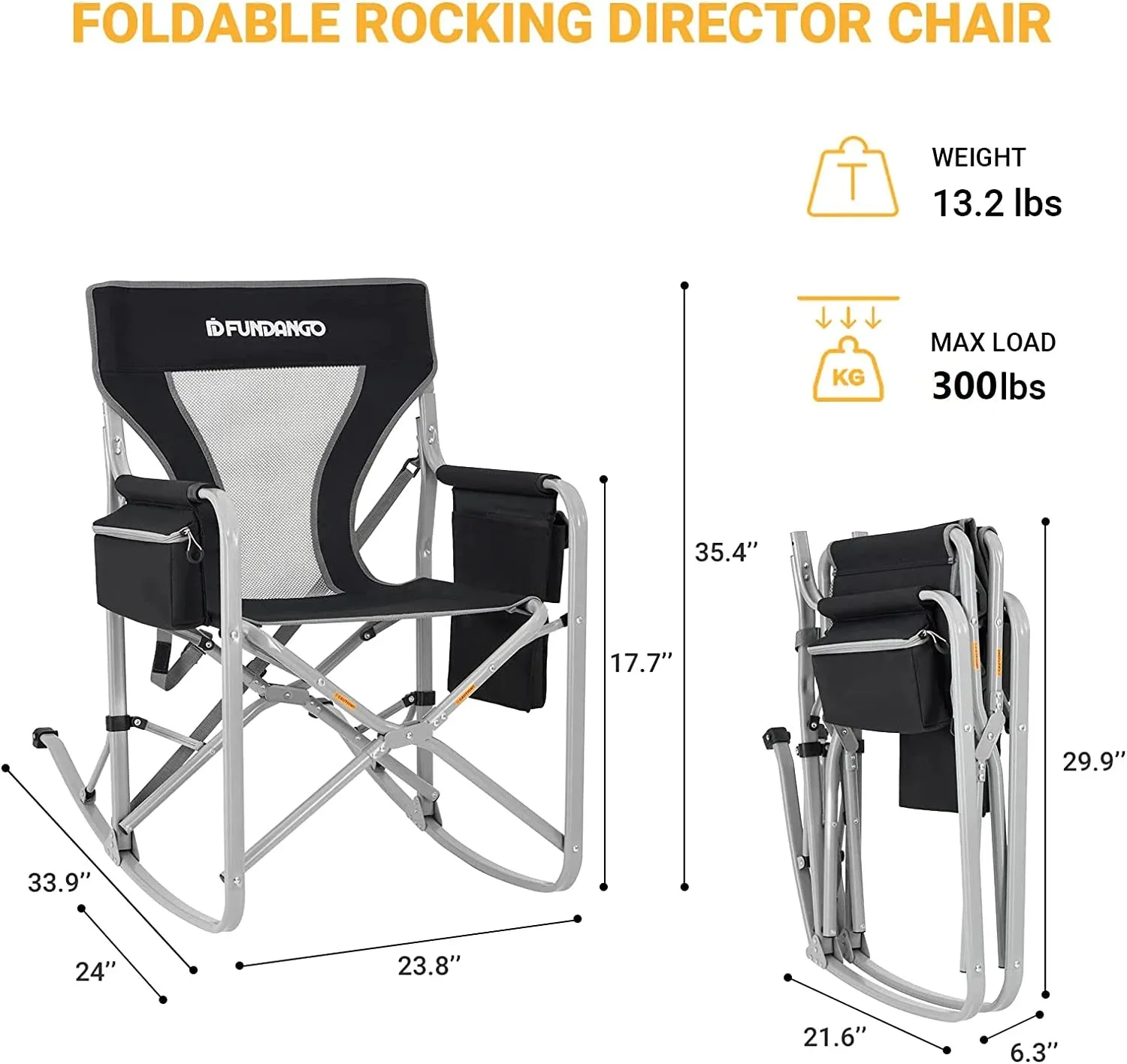 Emergency Camp Chair - 300lb Capacity Folding Emergency Observation Seat