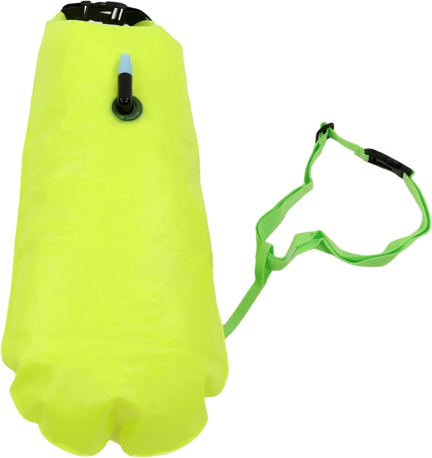 EVTSCAN 23 inch Large Inflation Swimming Buoy, Fluorescent Green High Visibility, PVC Swimming Float with Adjustable Waist Belt, Waterproof Storage Dry Bag, for Open Water Swimmers
