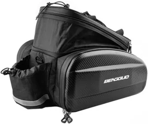 Expandable Bike Rack Bag 17-30L EVA Hard Shell Reflective Bicycle Pannier with Water Bottle Holder