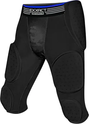 Exxact Sports Battle 7-Pad Football Girdle for Men & Boys with Cup Pocket - Lightweight Padded Compression Shorts with Integrated Ultra Flex Pads, Girdle Football