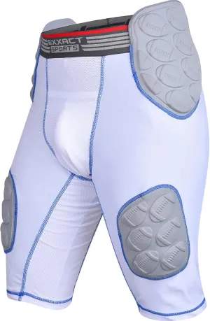 Exxact Sports Touchdown 5-Pad Adult Football Girdle for Men with Cup Pocket, Lightweight Padded Compression Shorts with Integrated Hip, Thigh, Tailbone Pads, Men's Girdle Football