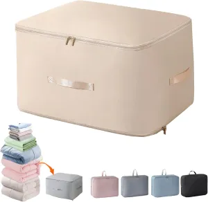 FETNHU Space Saving Self Compression Organizer, Heavy Duty Moving Bags, Travel Packing Organizers Storage Tote for Clothes Comforters,Blankets,Bedding (Khika,XL)