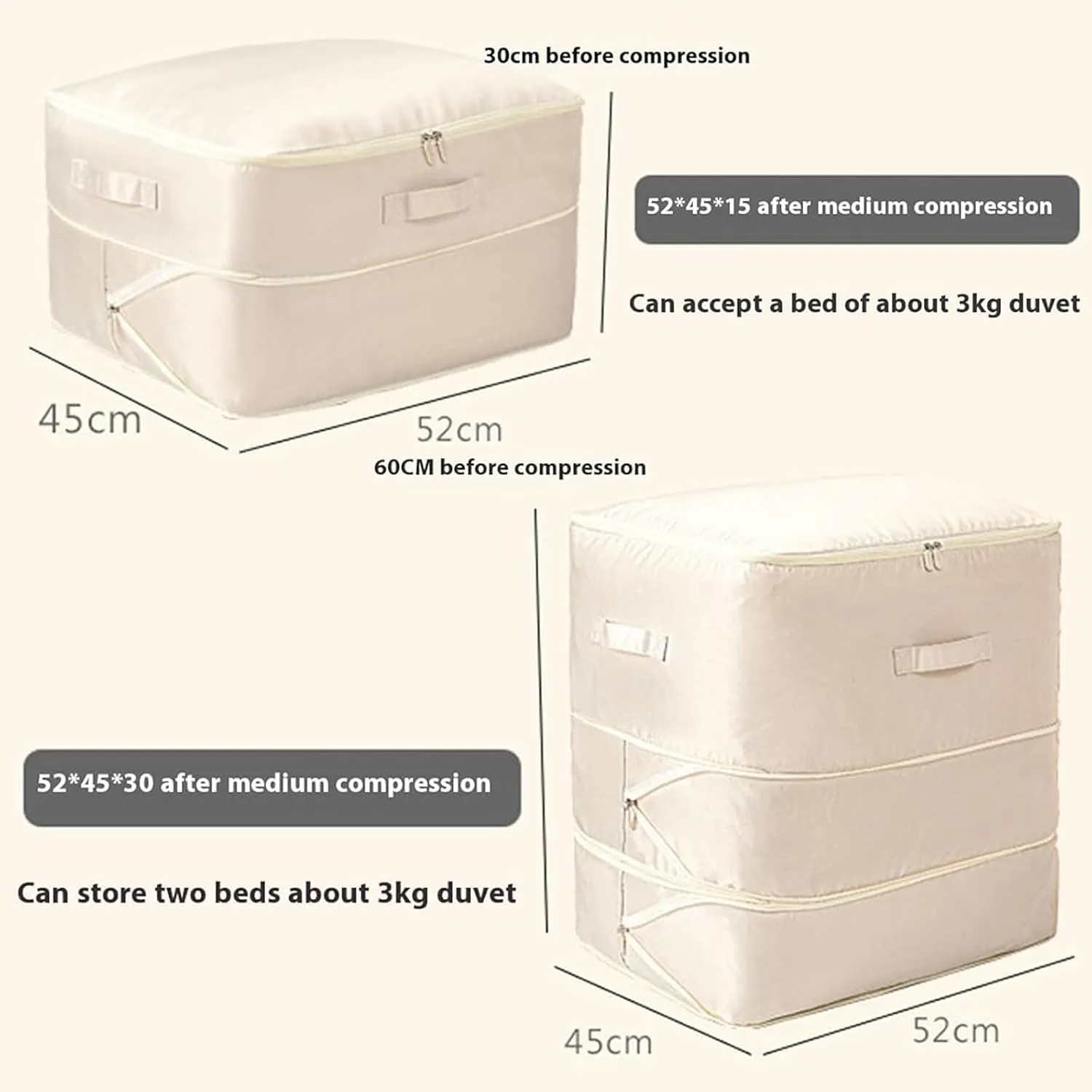 FETNHU Space Saving Self Compression Organizer, Heavy Duty Moving Bags, Travel Packing Organizers Storage Tote for Clothes Comforters,Blankets,Bedding (Khika,XL)