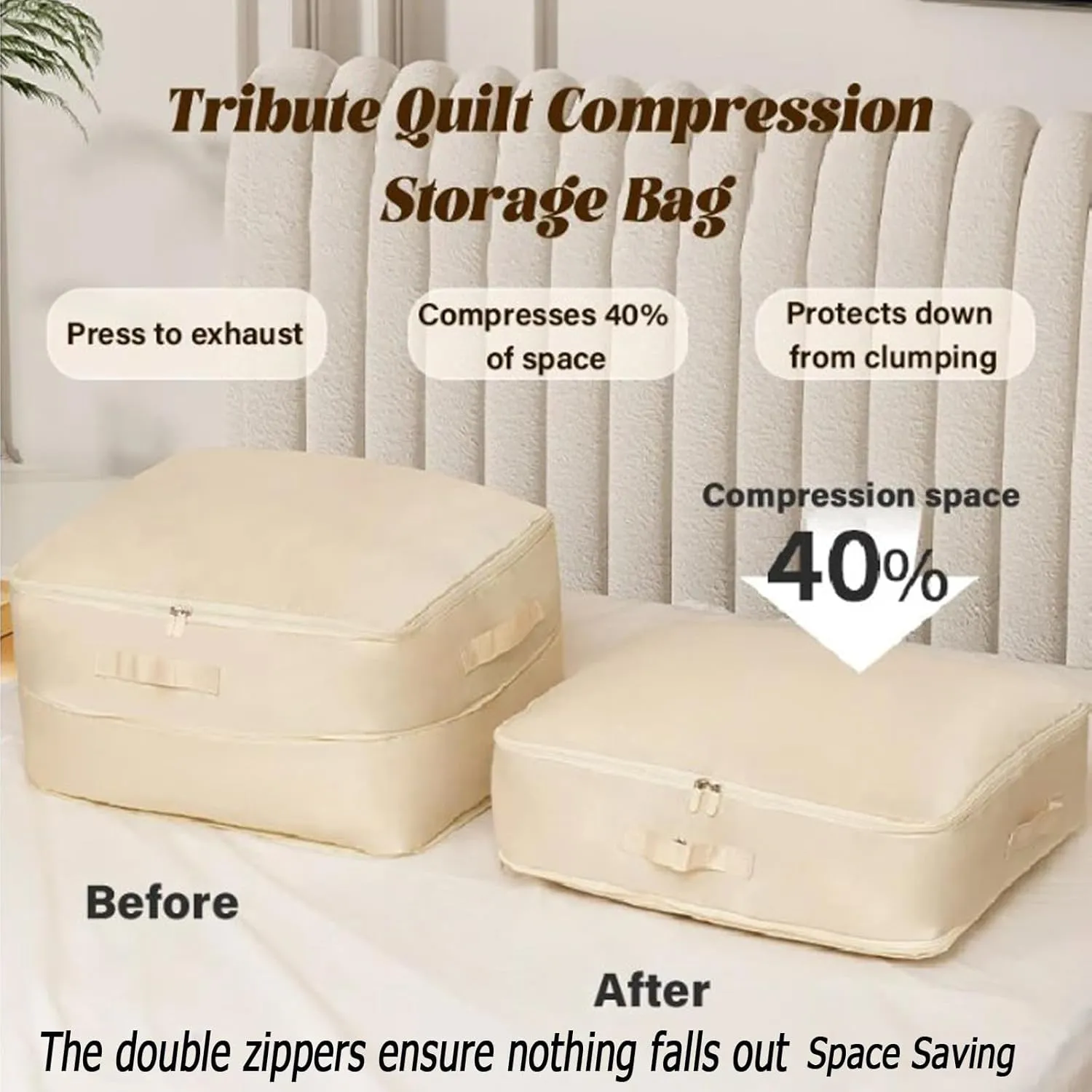 FETNHU Space Saving Self Compression Organizer, Heavy Duty Moving Bags, Travel Packing Organizers Storage Tote for Clothes Comforters,Blankets,Bedding (Khika,XL)