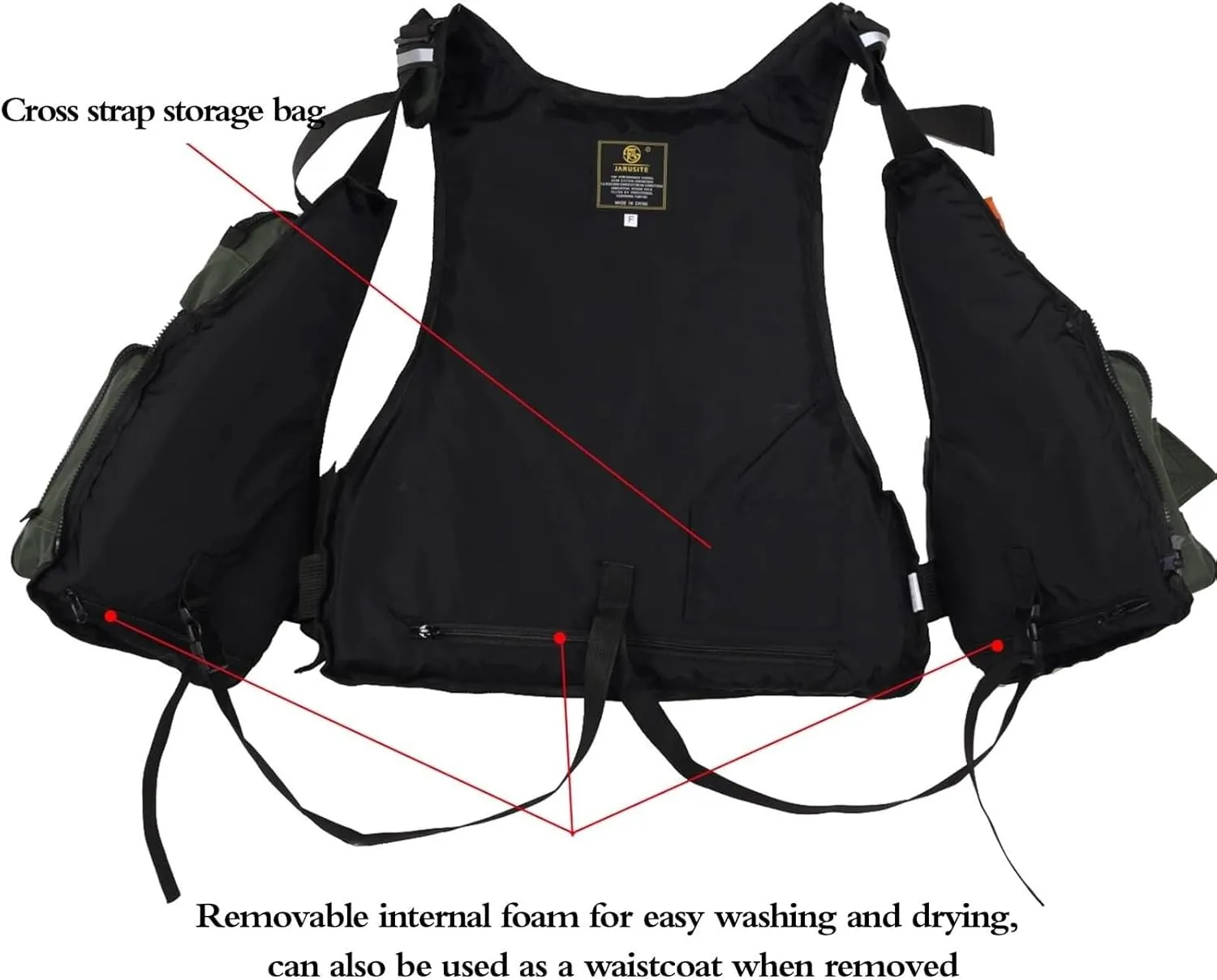 Fishing Jackets with Adjustable Shoulder Waist, Whistle for Paddle Boarding Kayaking Snorkel Watersports