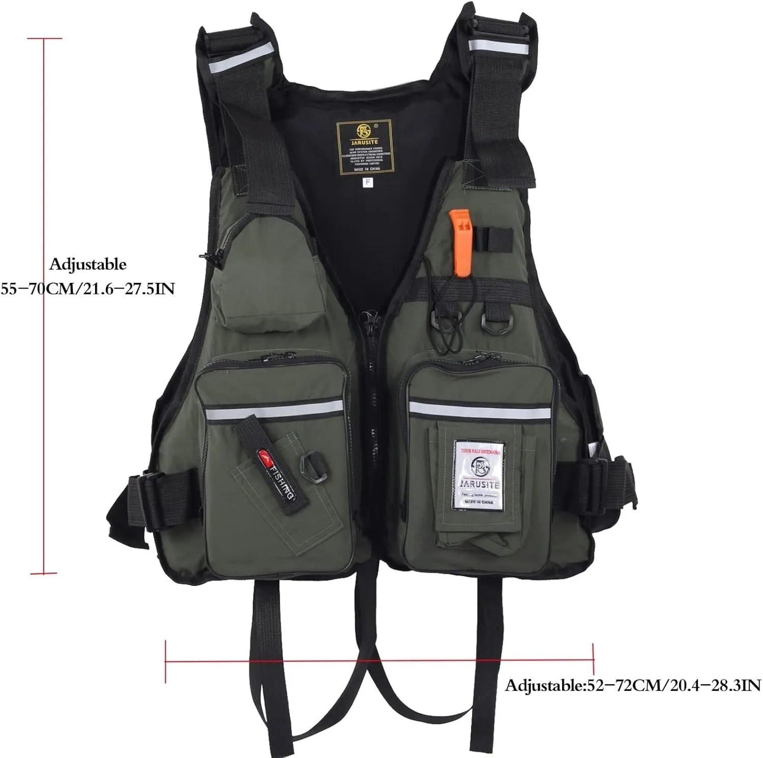 Fishing Jackets with Adjustable Shoulder Waist, Whistle for Paddle Boarding Kayaking Snorkel Watersports
