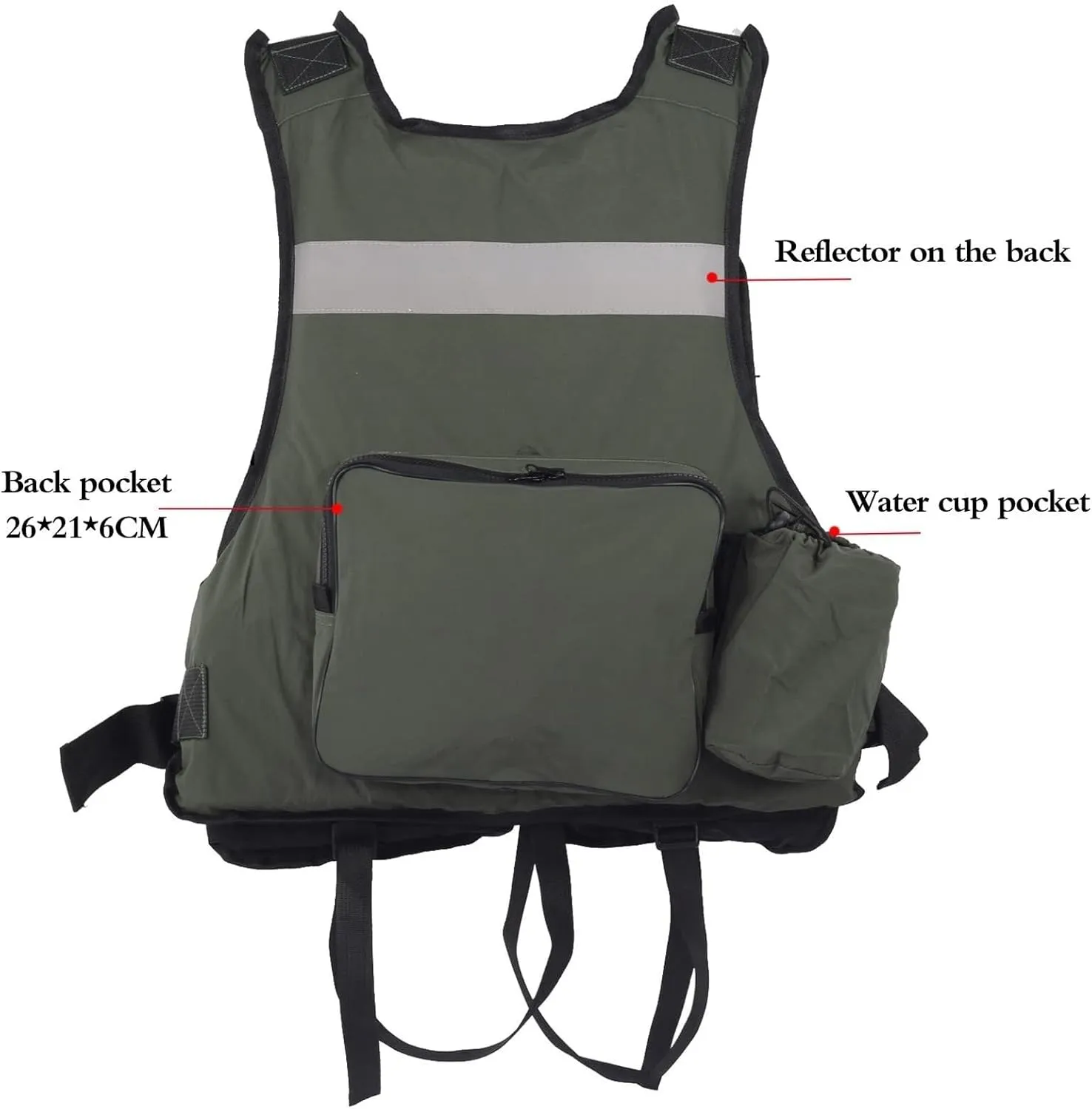 Fishing Jackets with Adjustable Shoulder Waist, Whistle for Paddle Boarding Kayaking Snorkel Watersports