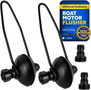 Five Oceans Outboard Motor Muffs, Boat Motor Flusher, Black PVC Marine Grade Muffs, Coated Steel Bracket, Includes Garden Hose Connector & Quick Connect Adapter