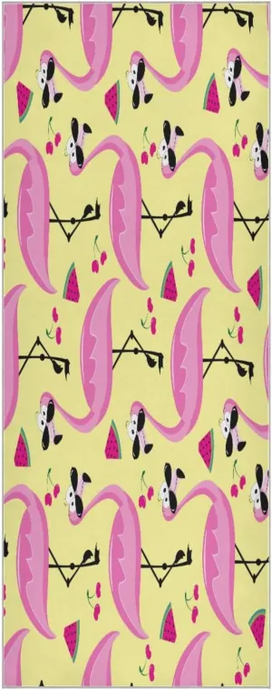 Flamingo and Fruits Yoga Towel,Hot Yoga Mat Towel with Grip Dots Sweat Absorbent Non-Slip for Hot Yoga, 24" x72",Soft Yoga Blankets with Travel Bag,Pilates and Workout