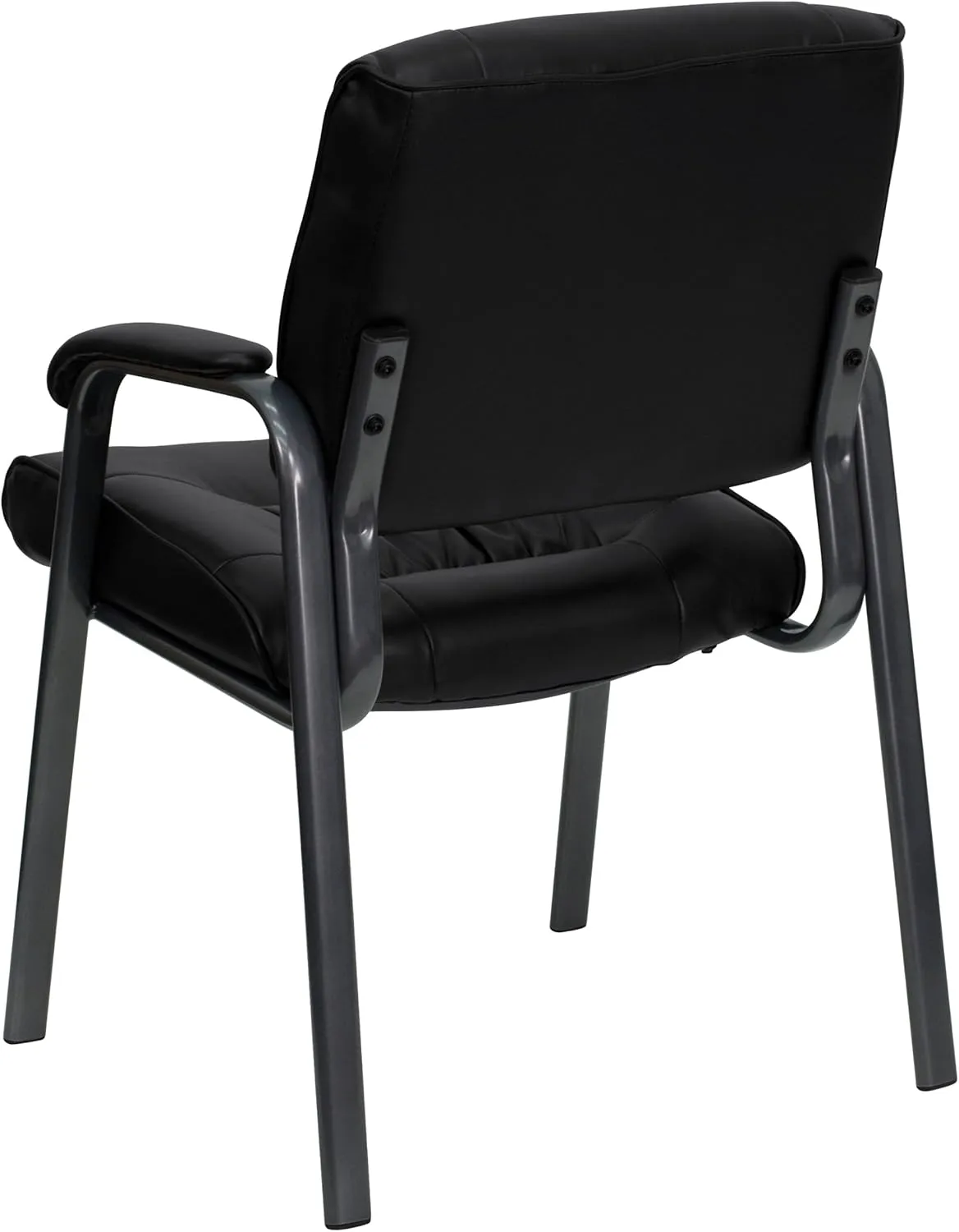 Flash Furniture Haeger Black LeatherSoft Executive Side Reception Chair with Titanium Gray Powder Coated Frame