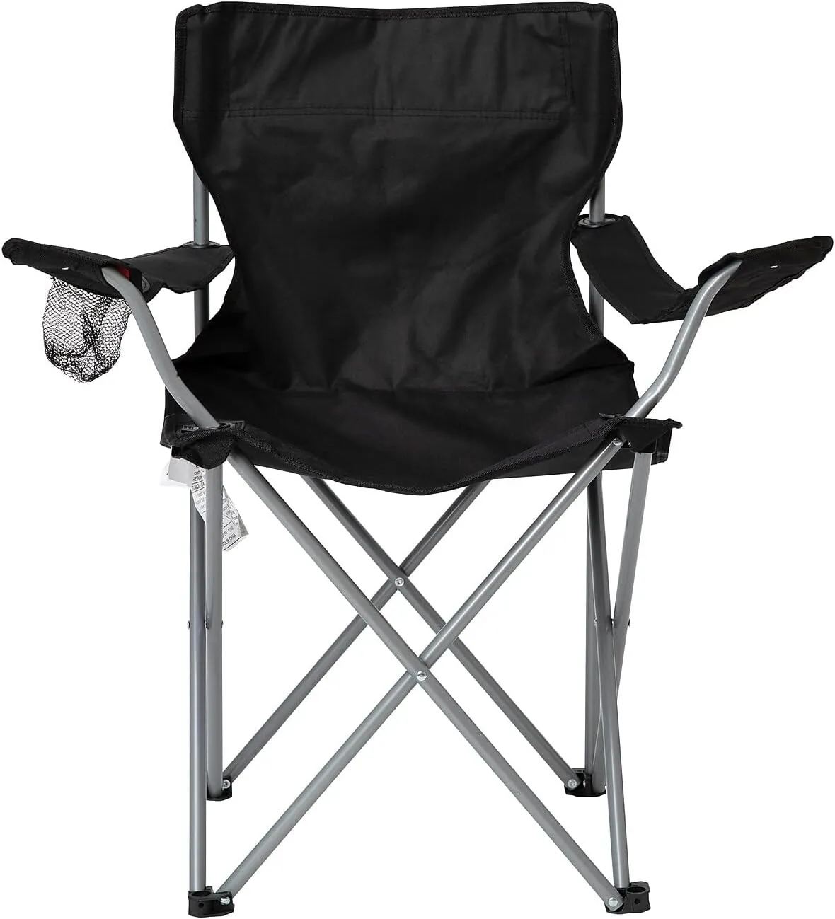 Flash Furniture Portable Folding Camping and Sports Chair with Armrest Cupholder - Portable Black Indoor/Outdoor Fishing Chair - Extra Wide Carry Bag