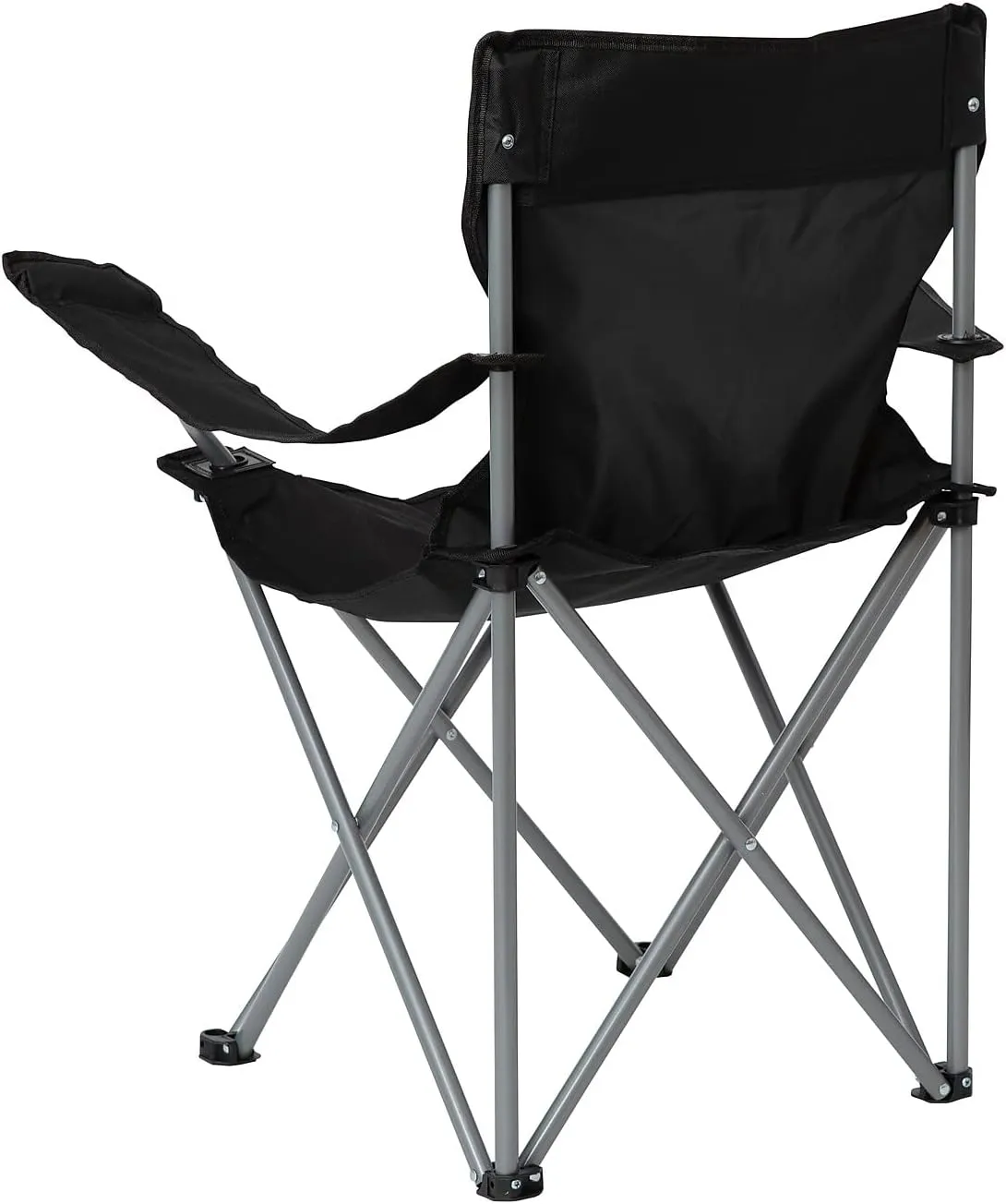 Flash Furniture Portable Folding Camping and Sports Chair with Armrest Cupholder - Portable Black Indoor/Outdoor Fishing Chair - Extra Wide Carry Bag