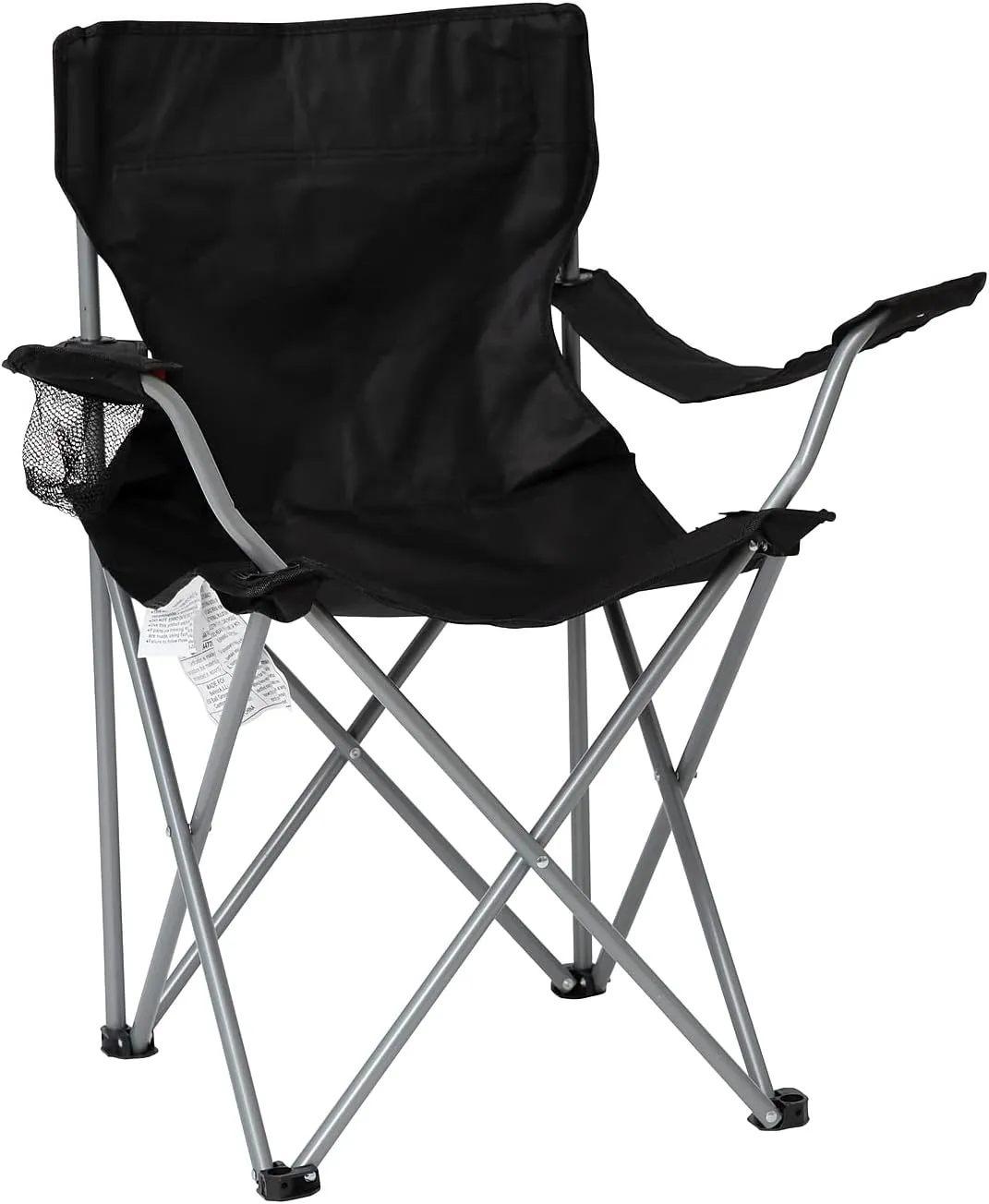Flash Furniture Portable Folding Camping and Sports Chair with Armrest Cupholder - Portable Black Indoor/Outdoor Fishing Chair - Extra Wide Carry Bag