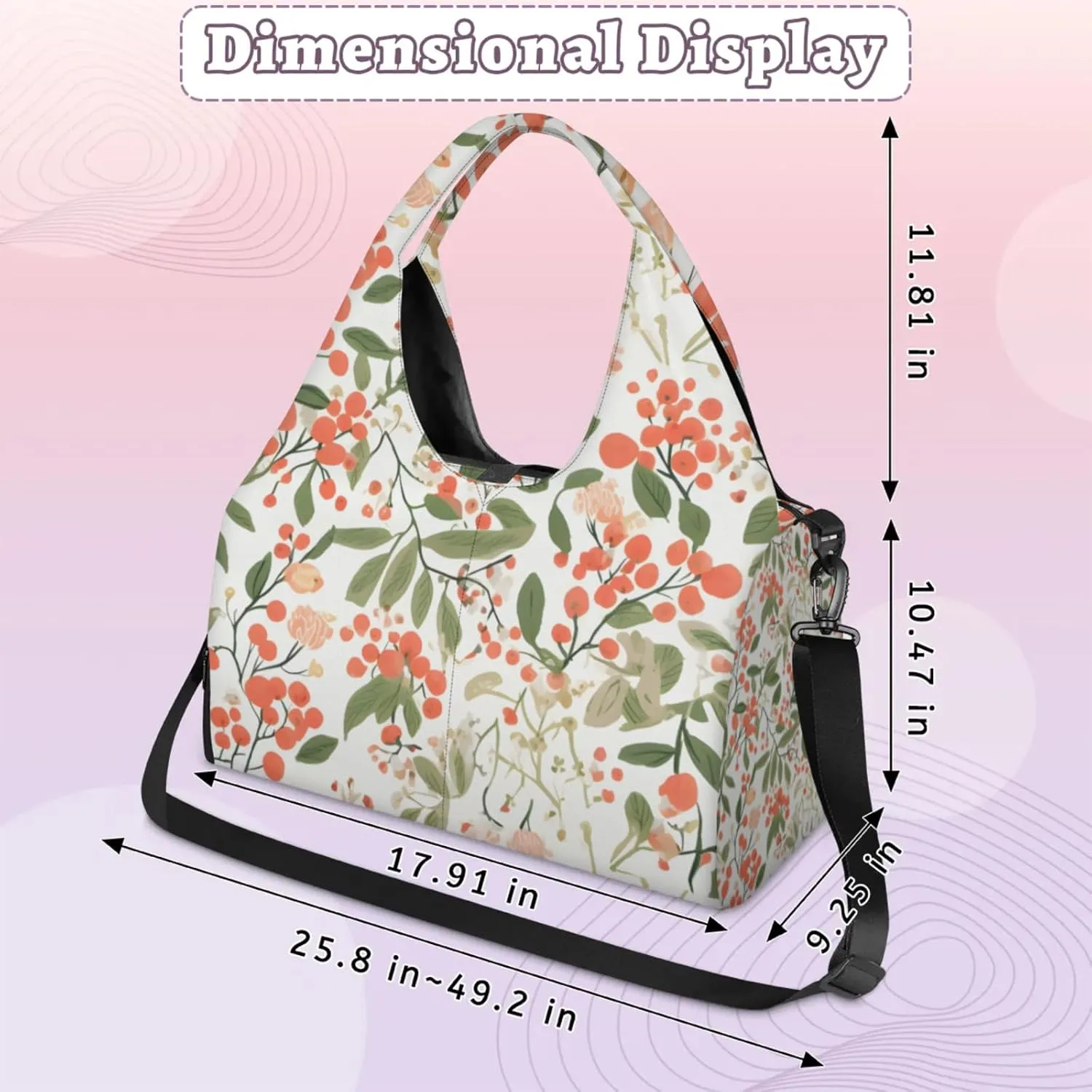 Flowers Pattern Paper Gym Bag Yoga Mat Tote for Women with Shoes Compartment Lightweight Duffle Travel Carrier Wet Dry Storage Pockets Adjustable Pilates Mats Shoulder Bags for Sport Swim