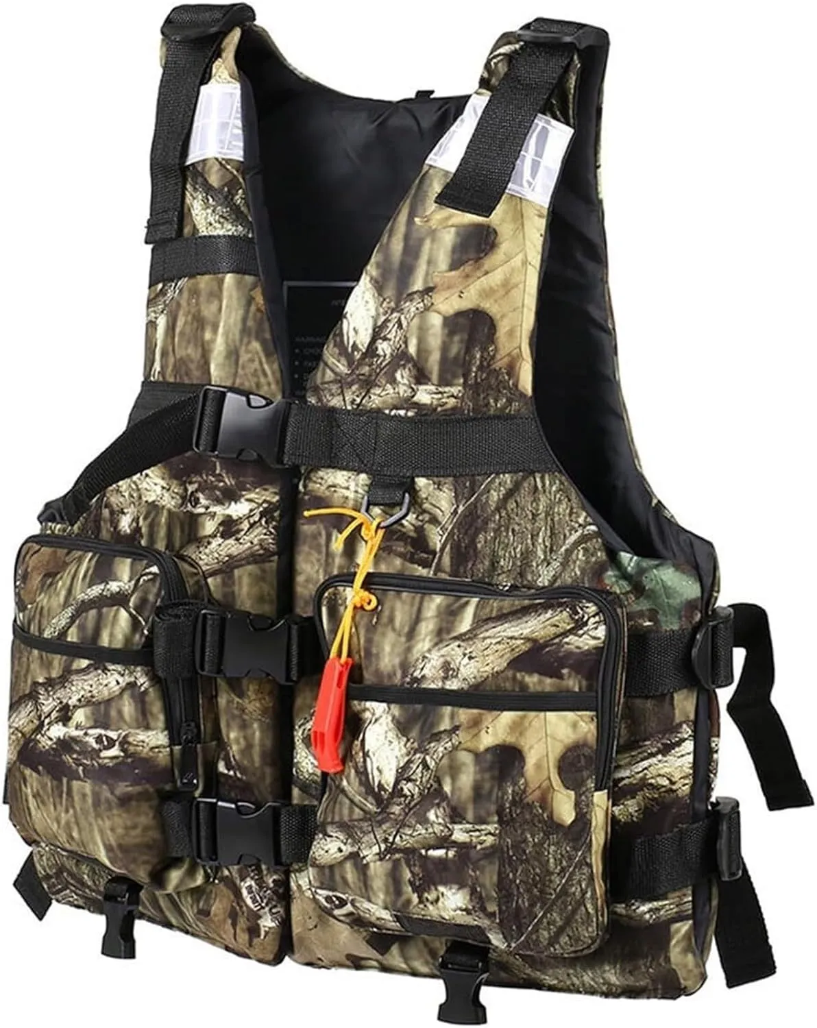 Fly Fishing Vest with Adjustable Belt, Whistle, Fishing Jackets for Water Sports