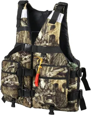 Fly Fishing Vest with Adjustable Belt, Whistle, Fishing Jackets for Water Sports