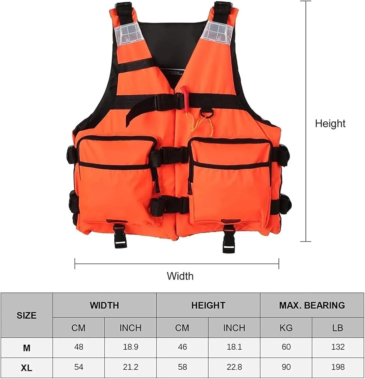 Fly Fishing Vest with Adjustable Belt, Whistle, Fishing Jackets for Water Sports