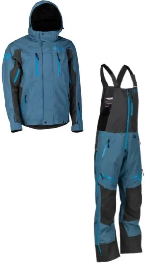 Fly Racing Incline Snow Jacket/Bib Combo (Blue/Grey, Men's Large Jacket/Men's Large Bib)