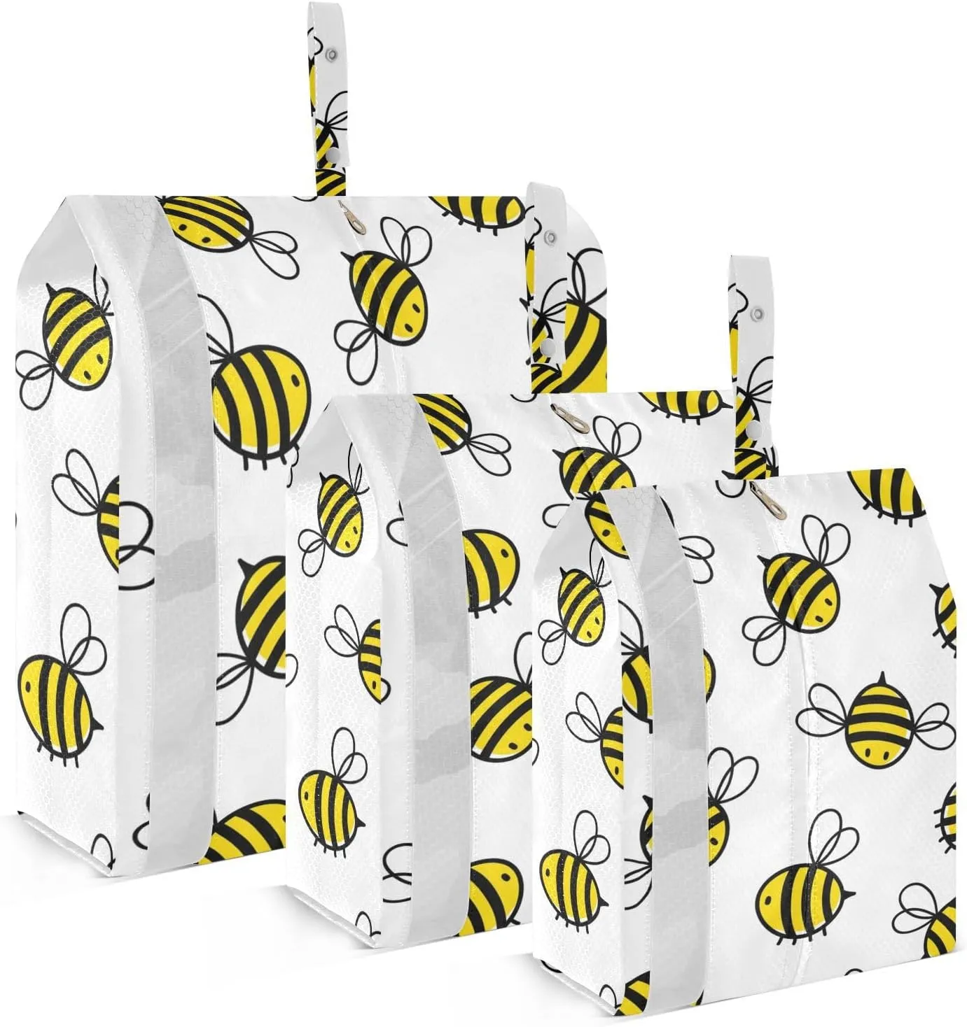 Flying Bumble Bees Travel Storage Bag with Lanyard - Portable Lightweight Classified Storage Bag with Zipper, Dust and Waterproof Travel Packing Cube for Suitcase,3 Pieces