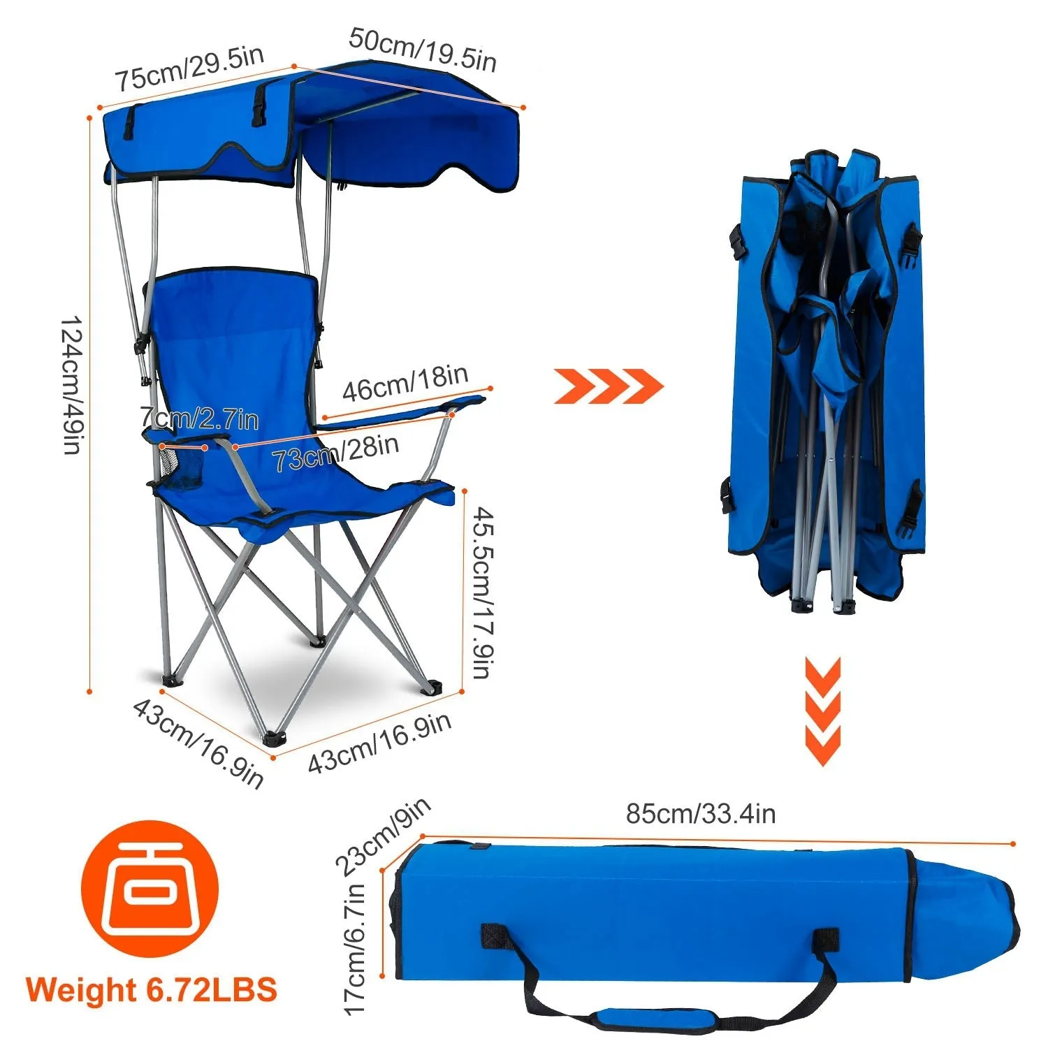 Foldable Beach Canopy Lawn Chair