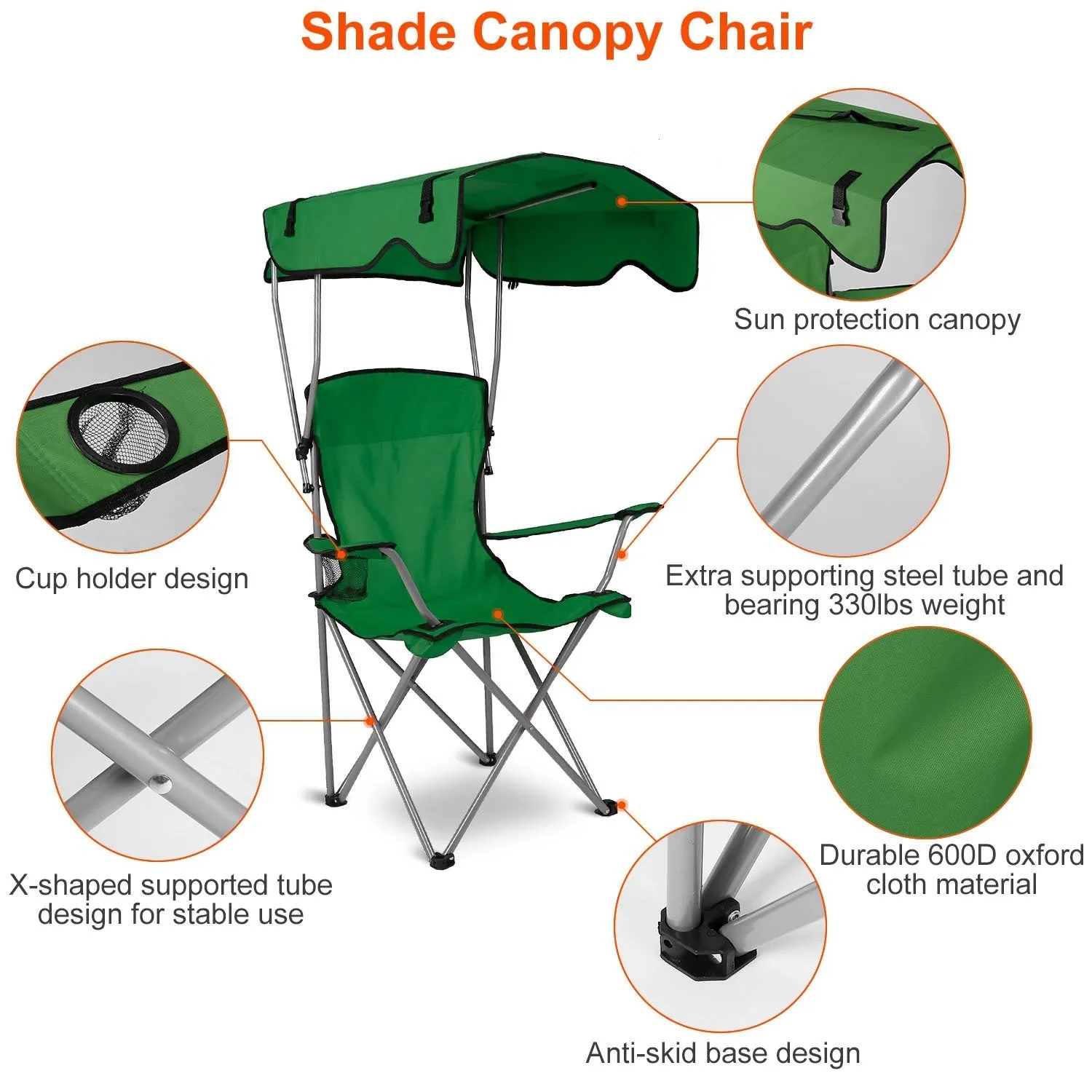 Foldable Beach Canopy Lawn Chair