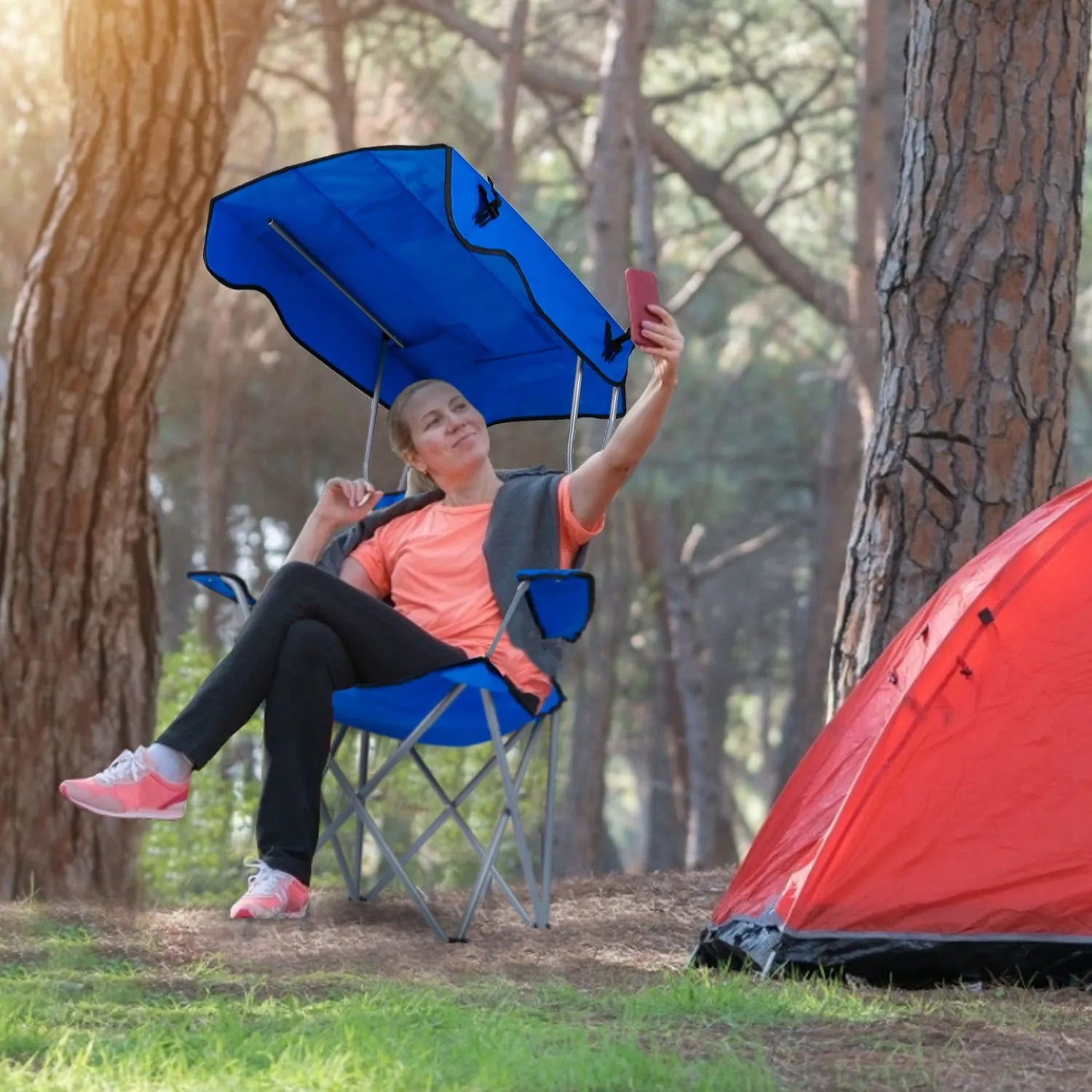 Foldable Beach Canopy Lawn Chair