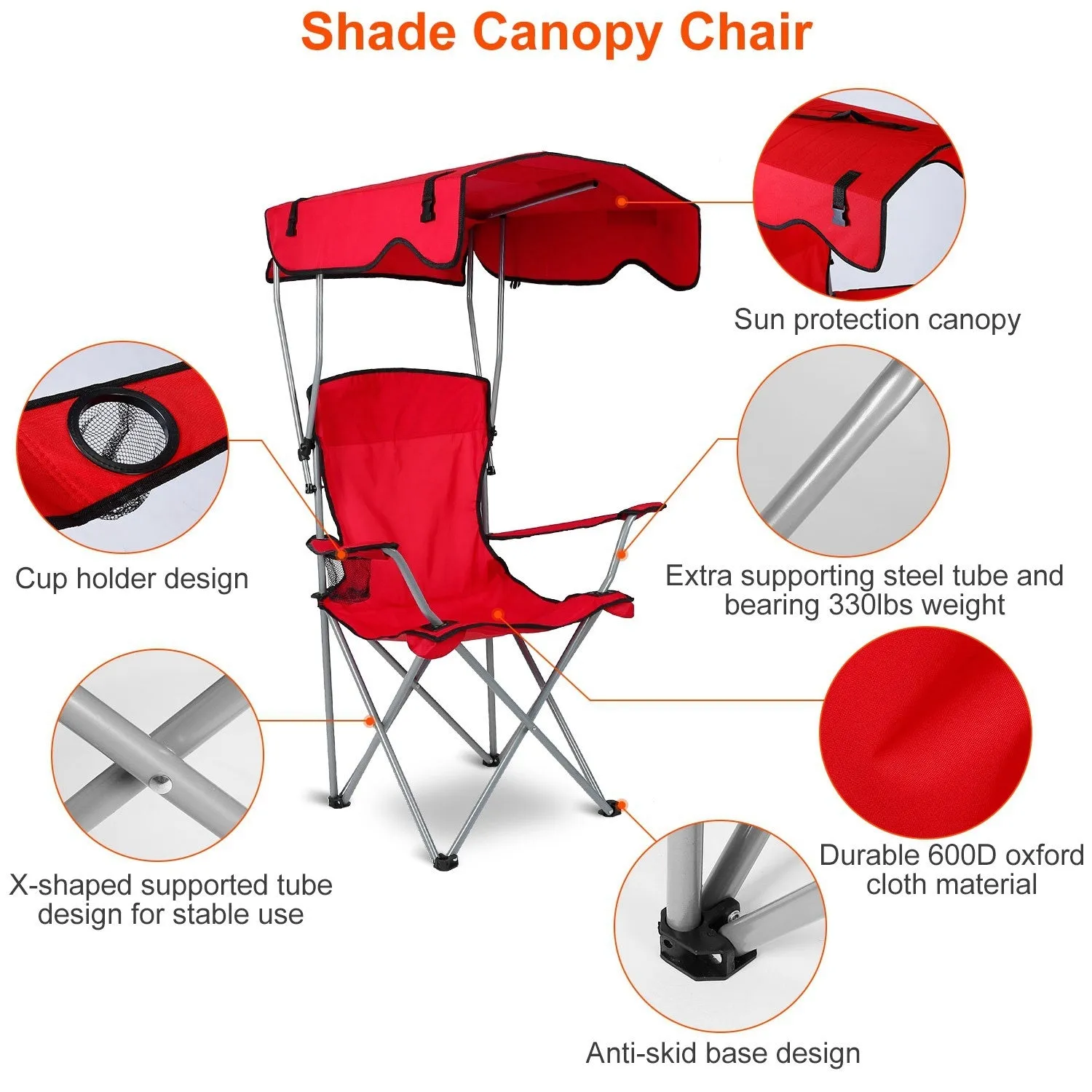 Foldable Beach Canopy Lawn Chair
