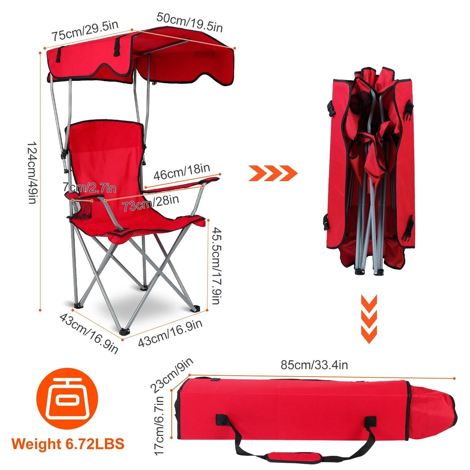 Foldable Beach Canopy Lawn Chair