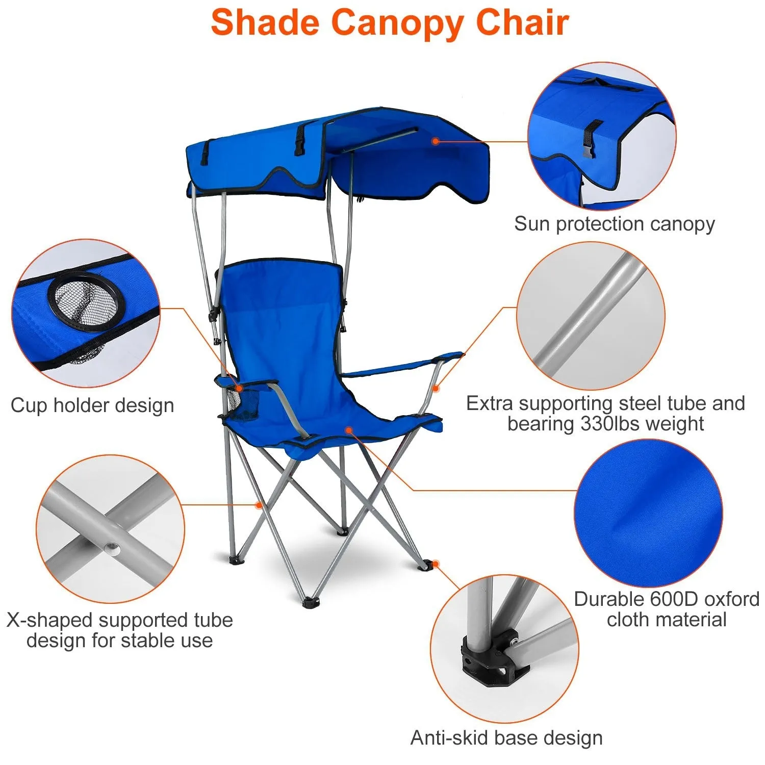 Foldable Beach Canopy Lawn Chair