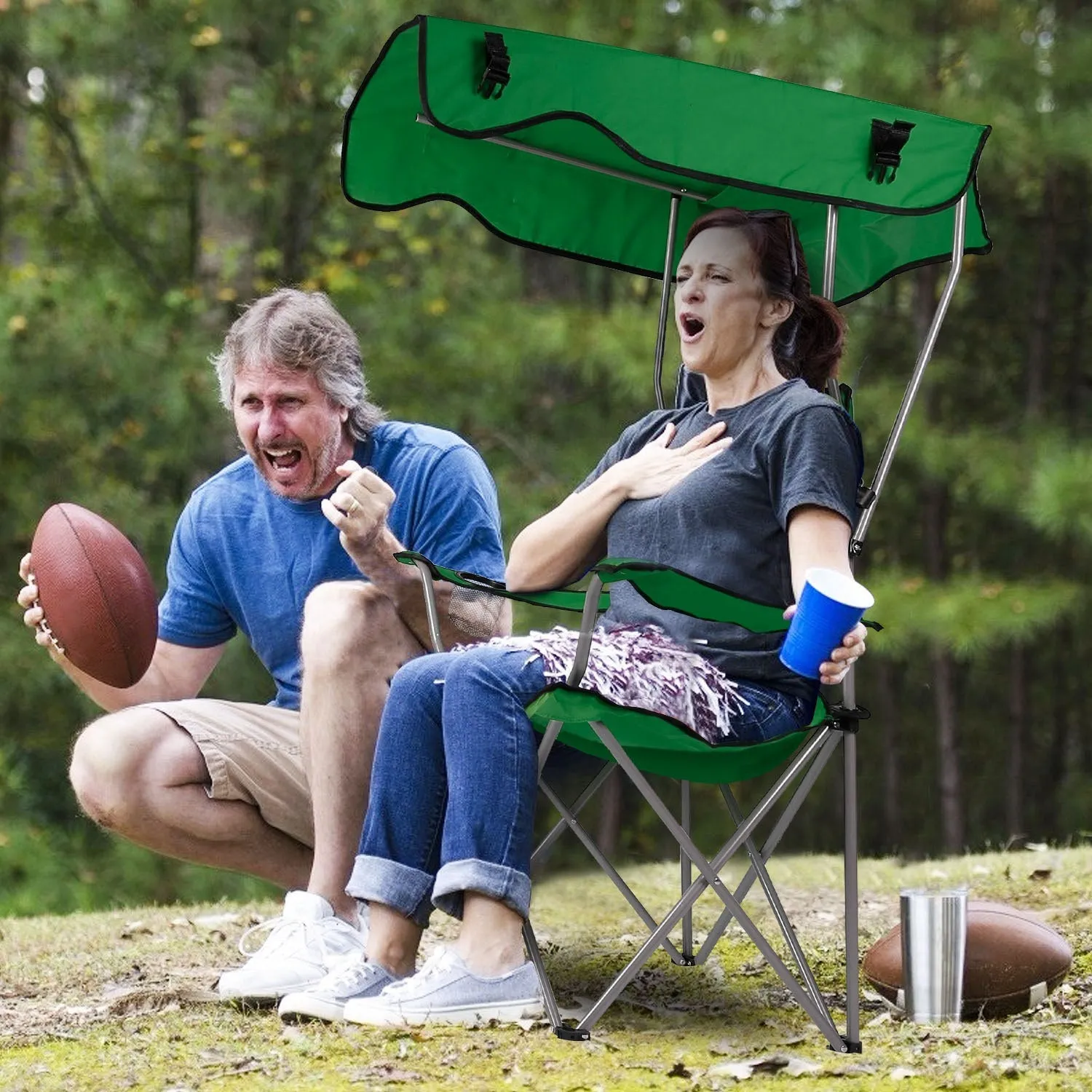 Foldable Beach Canopy Lawn Chair