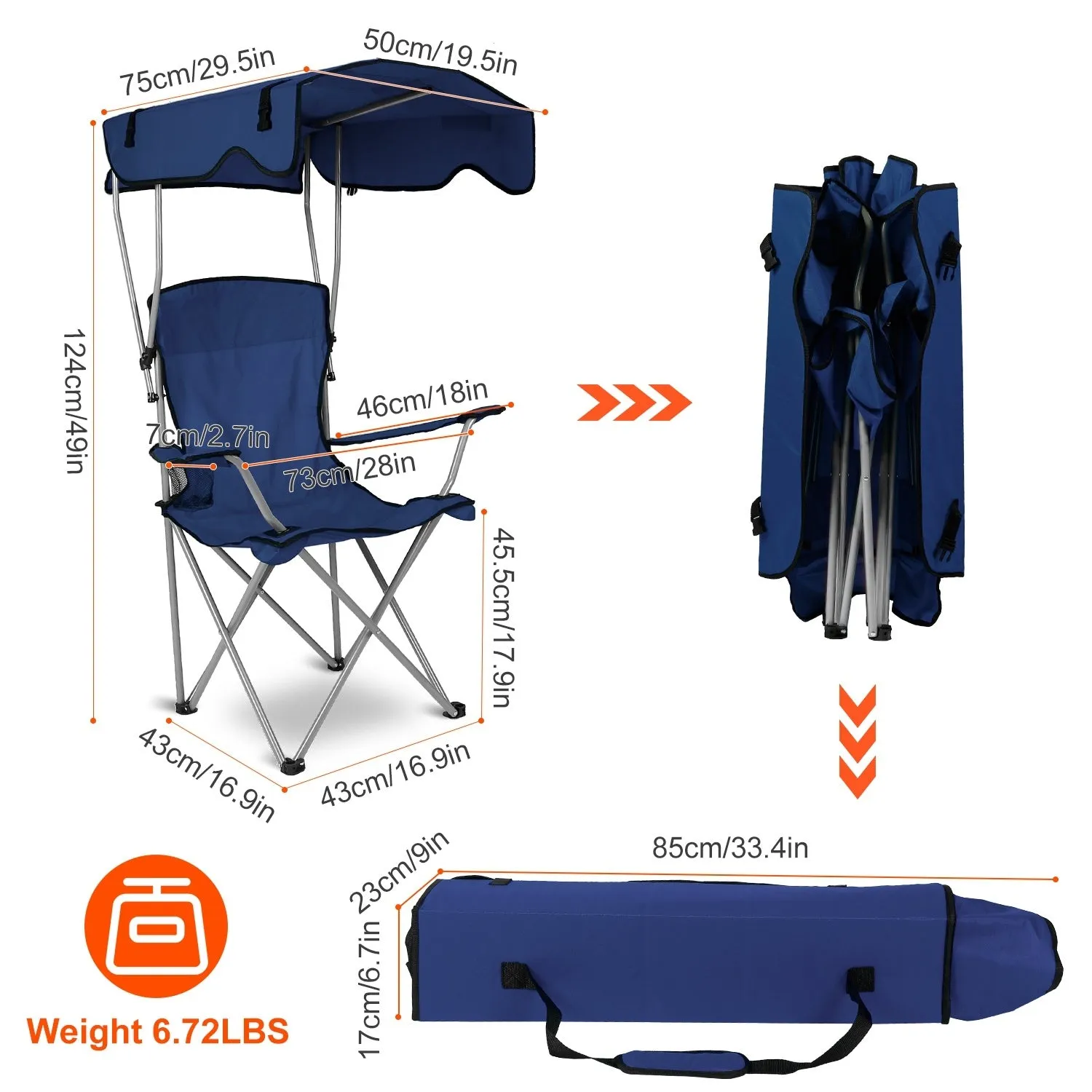 Foldable Beach Canopy Lawn Chair