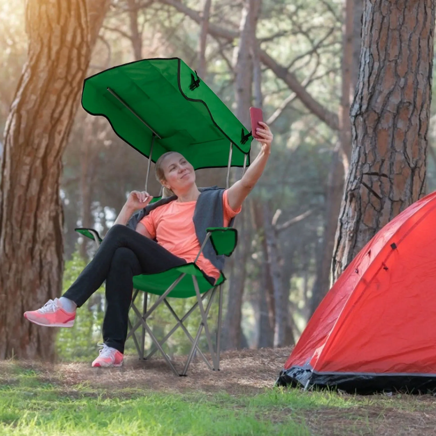 Foldable Beach Canopy Lawn Chair