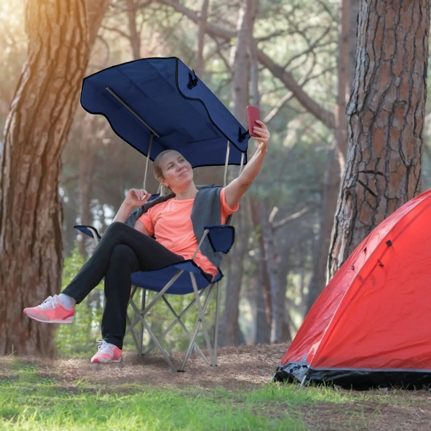 Foldable Beach Canopy Lawn Chair