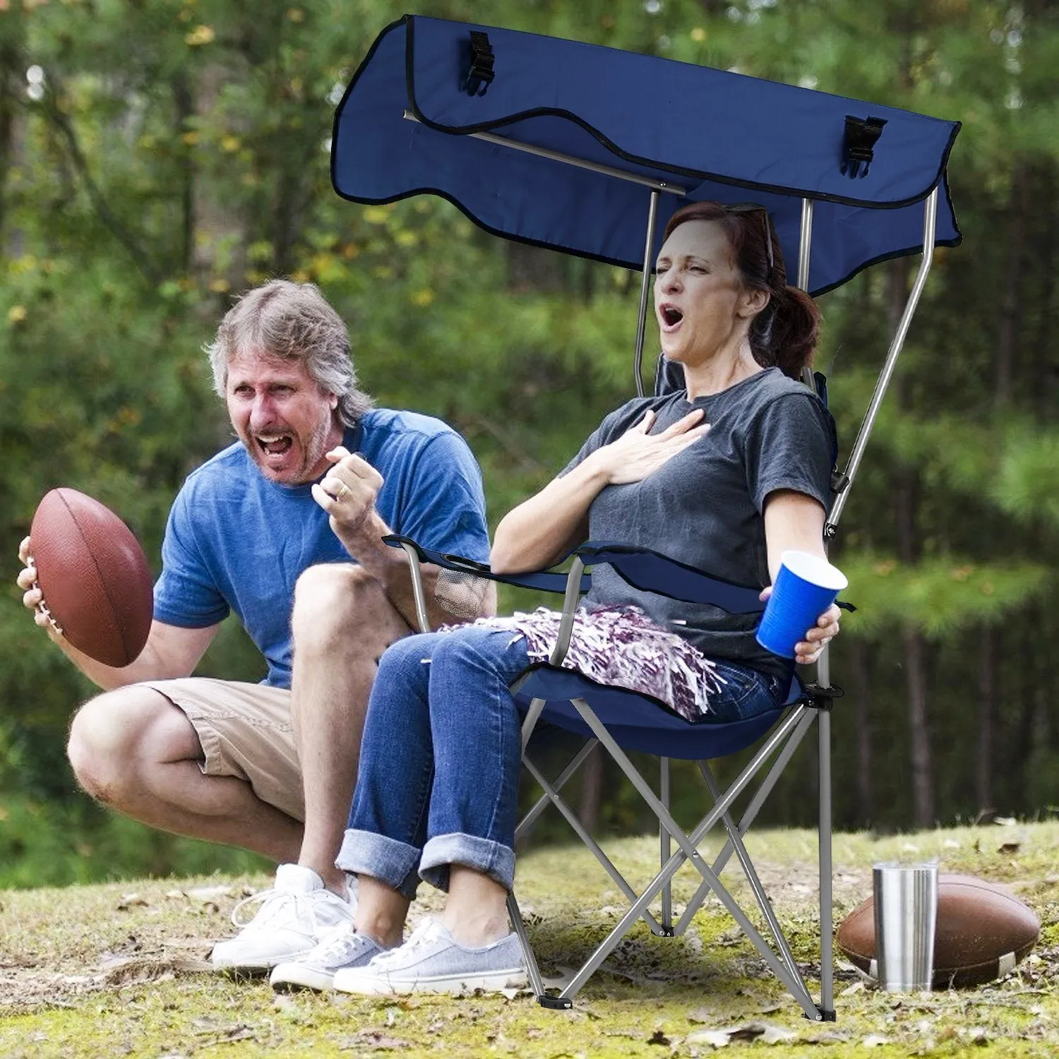 Foldable Beach Canopy Lawn Chair