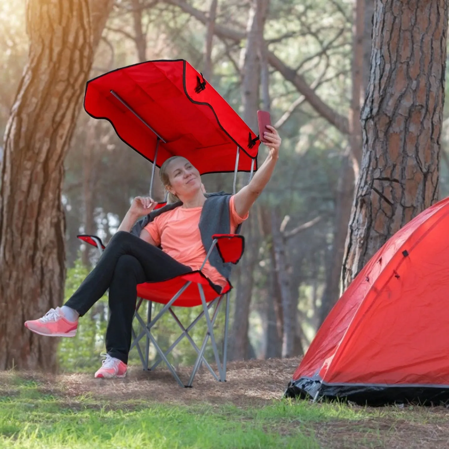 Foldable Beach Canopy Lawn Chair