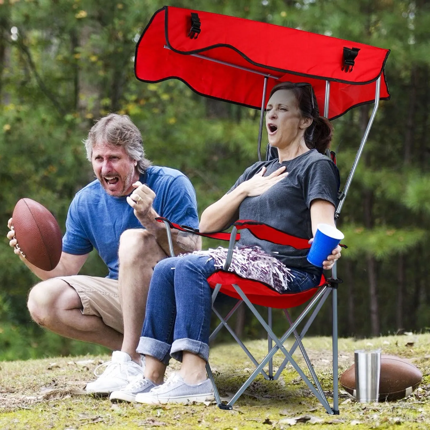 Foldable Beach Canopy Lawn Chair