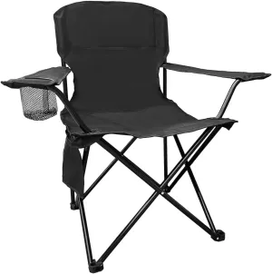 Foldable Camping Chair with Cup Holder, Storage Pocket, 225lbs Capacity, Wide Base Feet for Sand/Mud, Sweatproof Portable Outdoor Chair for Hiking, Beach, Sports, Black
