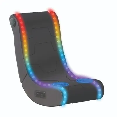 Foldable Floor Rocker Gaming Chair with massager, LED Lights and 2.0 System Speaker