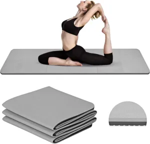 Foldable Travel Yoga Mat, 6mm TPE Pilates Mat & Yoga Mats, for Women Packable Lightweight Exercise Mat, Non Slip Folding Exercise Mat for Home Workout 72"x24"x 0.23 inch Thick